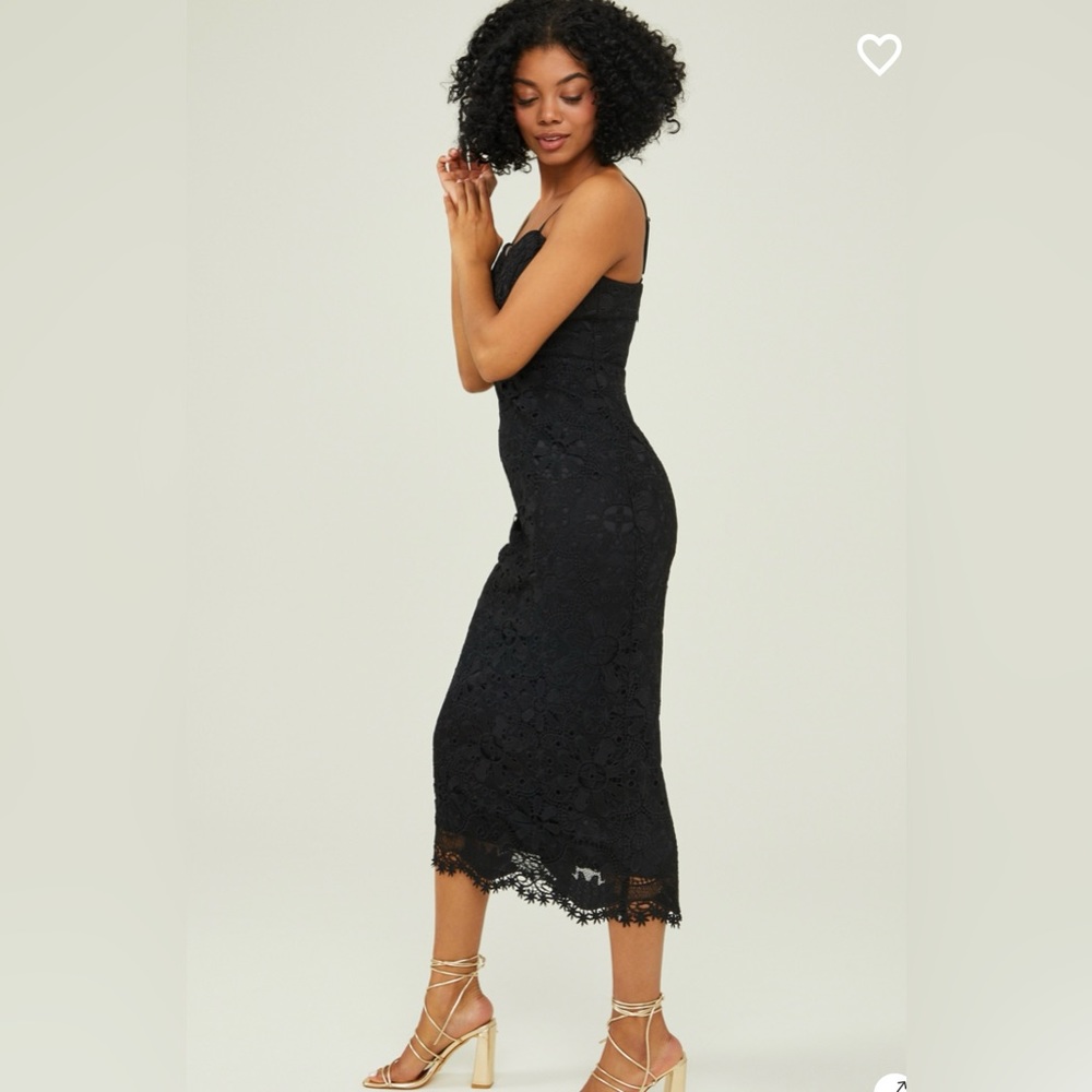 NWT Altar’d State Flora Crochet Midi Dress Black XS